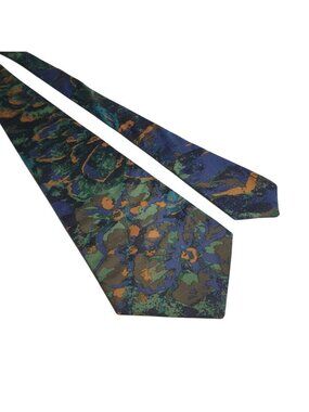 Hardy Amies London Mens Tie Abstract Floral Multicolor Vintage Silk Work Office